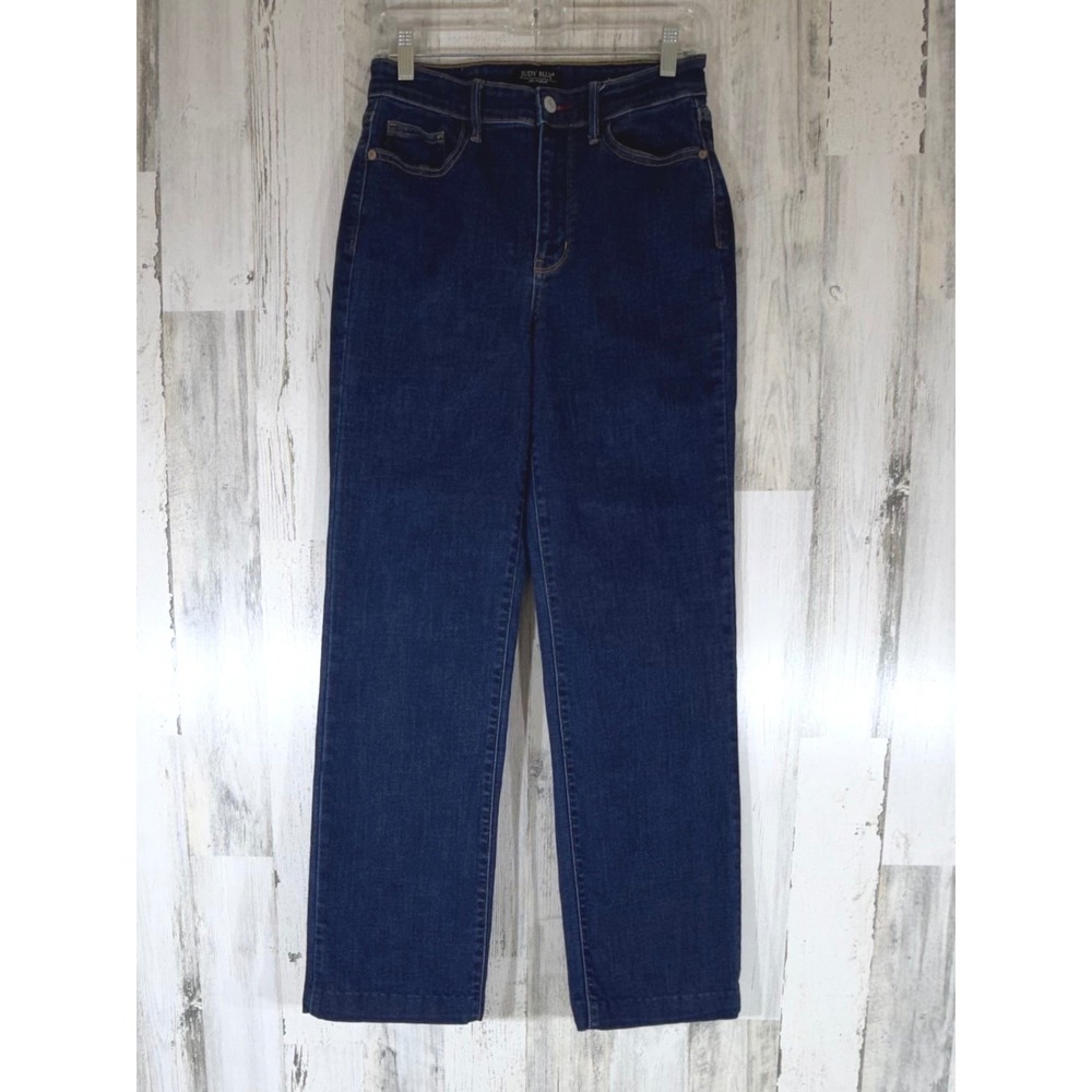Judy Blue Straight Fit Jeans‎ 7/28 (27x30) Dark Wash High Rise Stretch Hemmed